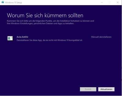  Windows Update Fehlermeldung wegen Avira